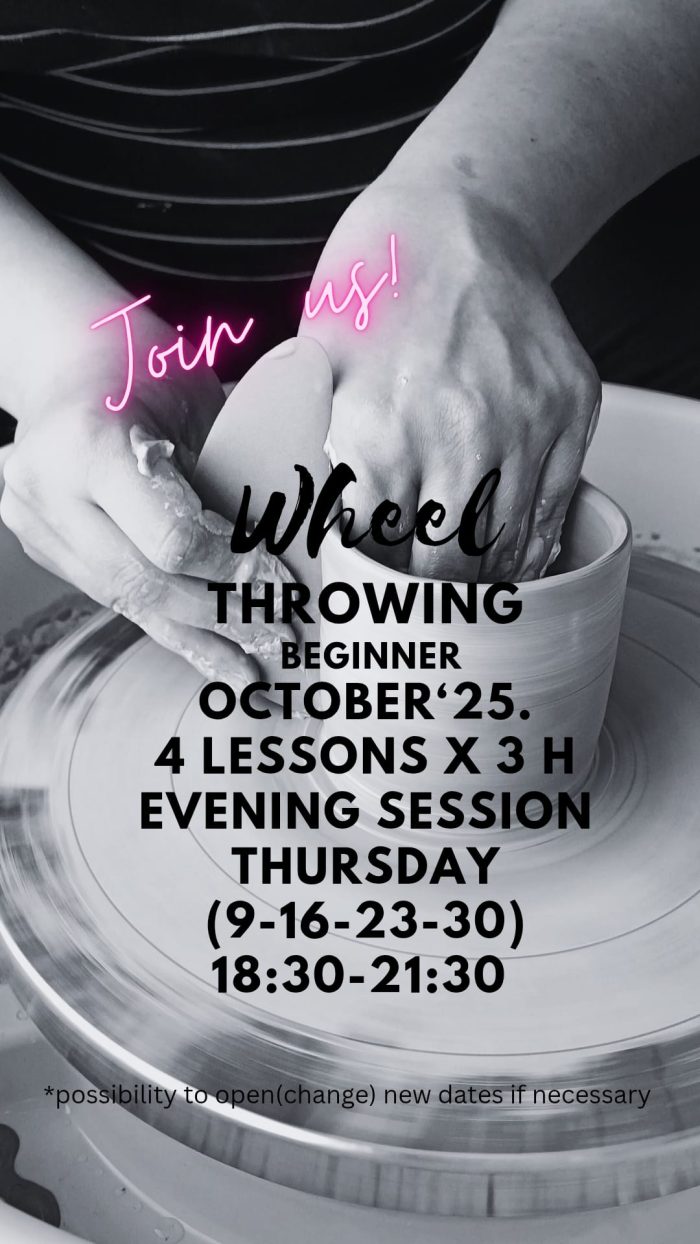 Wheel throwing beginners October'25. Thursdays 18:30-21:30