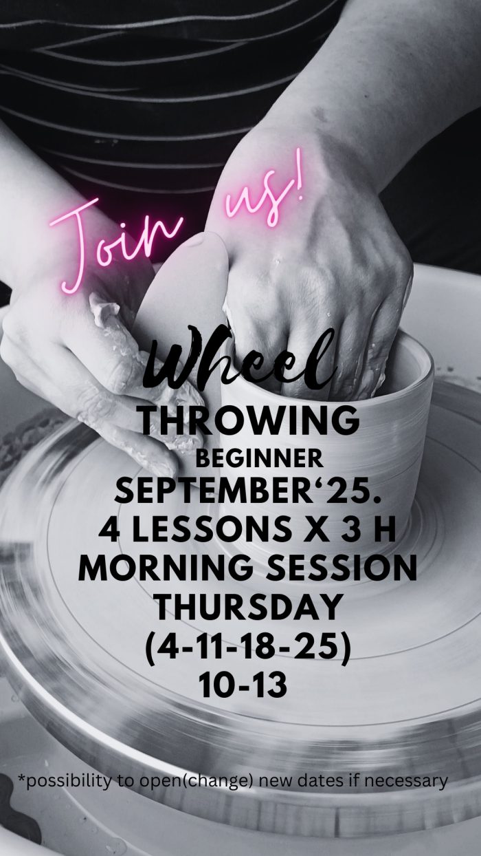 Wheel throwing beginners-September 2025. Thursday 10-13 4x3h