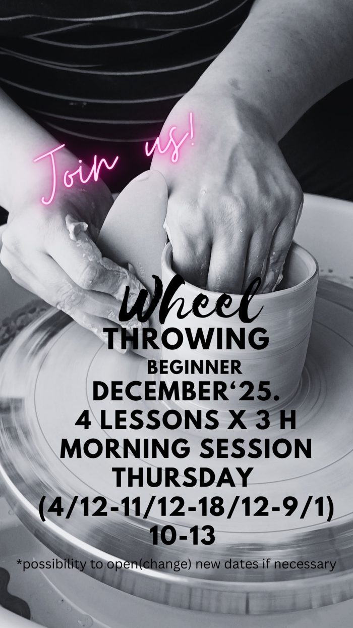 Wheel throwing beginners-December 2025. Thursday 10-13 4x3h
