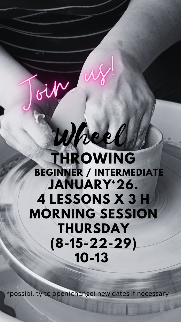Wheel throwing beginners-January 2026. Thursday 10-13 4x3h