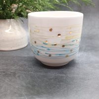 Cup with Yellow&Blue lines & gold dots
