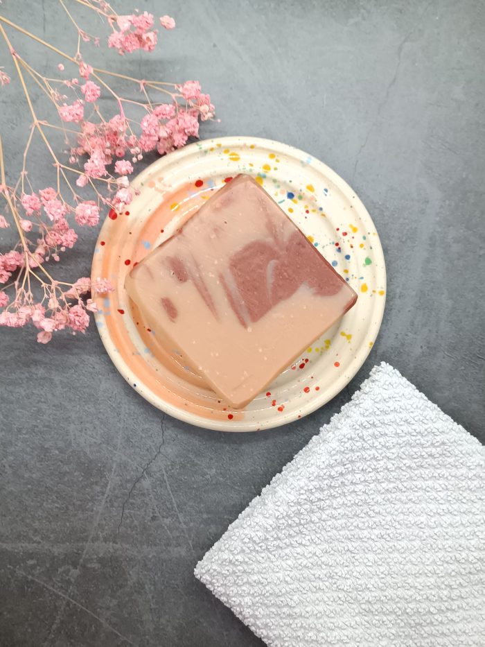 Handmade Soap Plate in Orange(10cm ) + artisanal soap