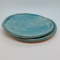 Small plate in blue with speckles