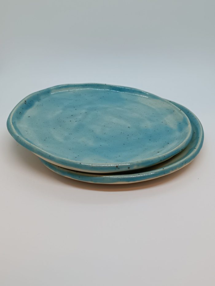 Small plate in blue with speckles