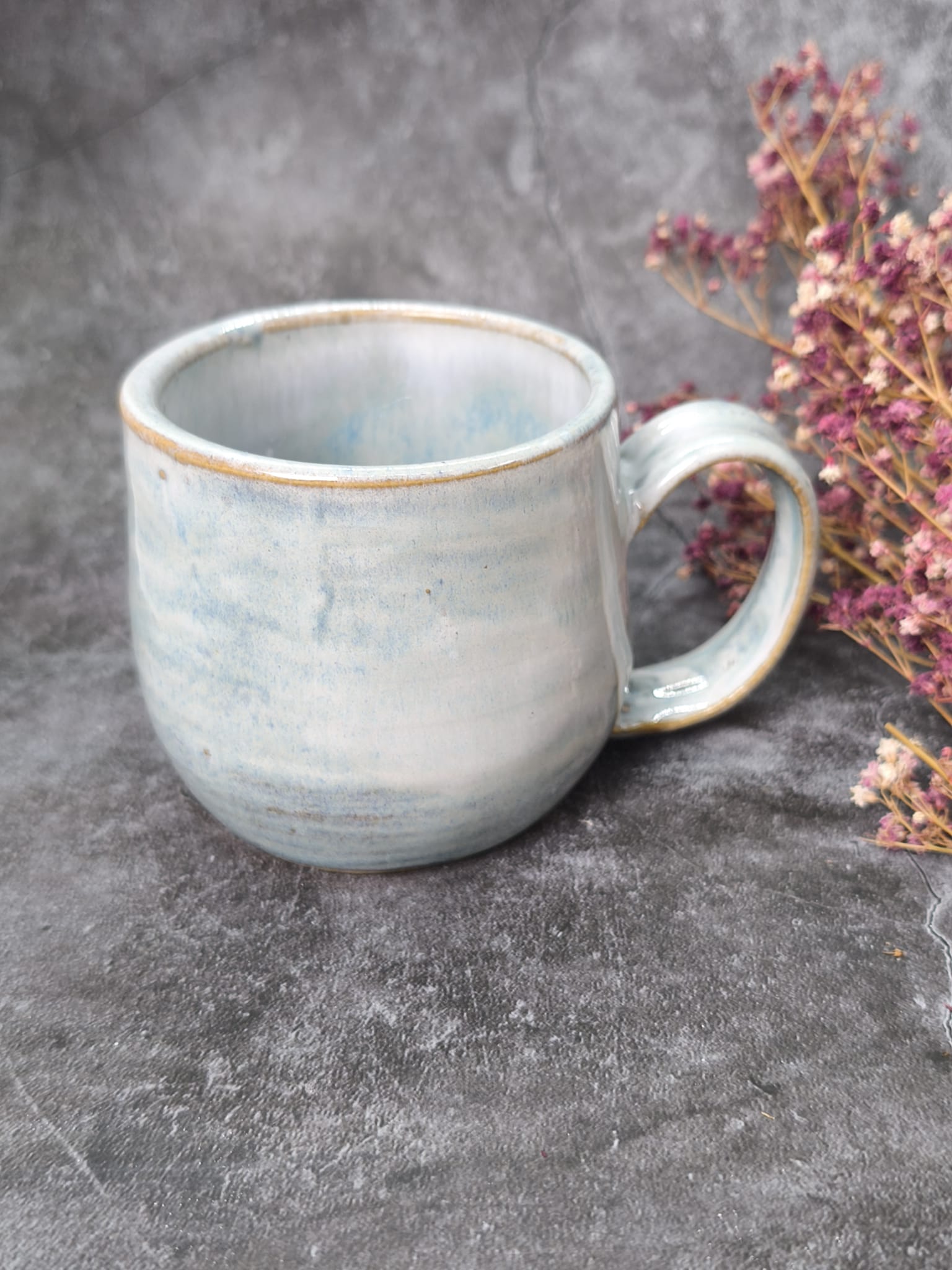 Handmade Stoneware Mug – Misty Blue Glaze | Artisan Ceramic Coffee Cup - Image 2
