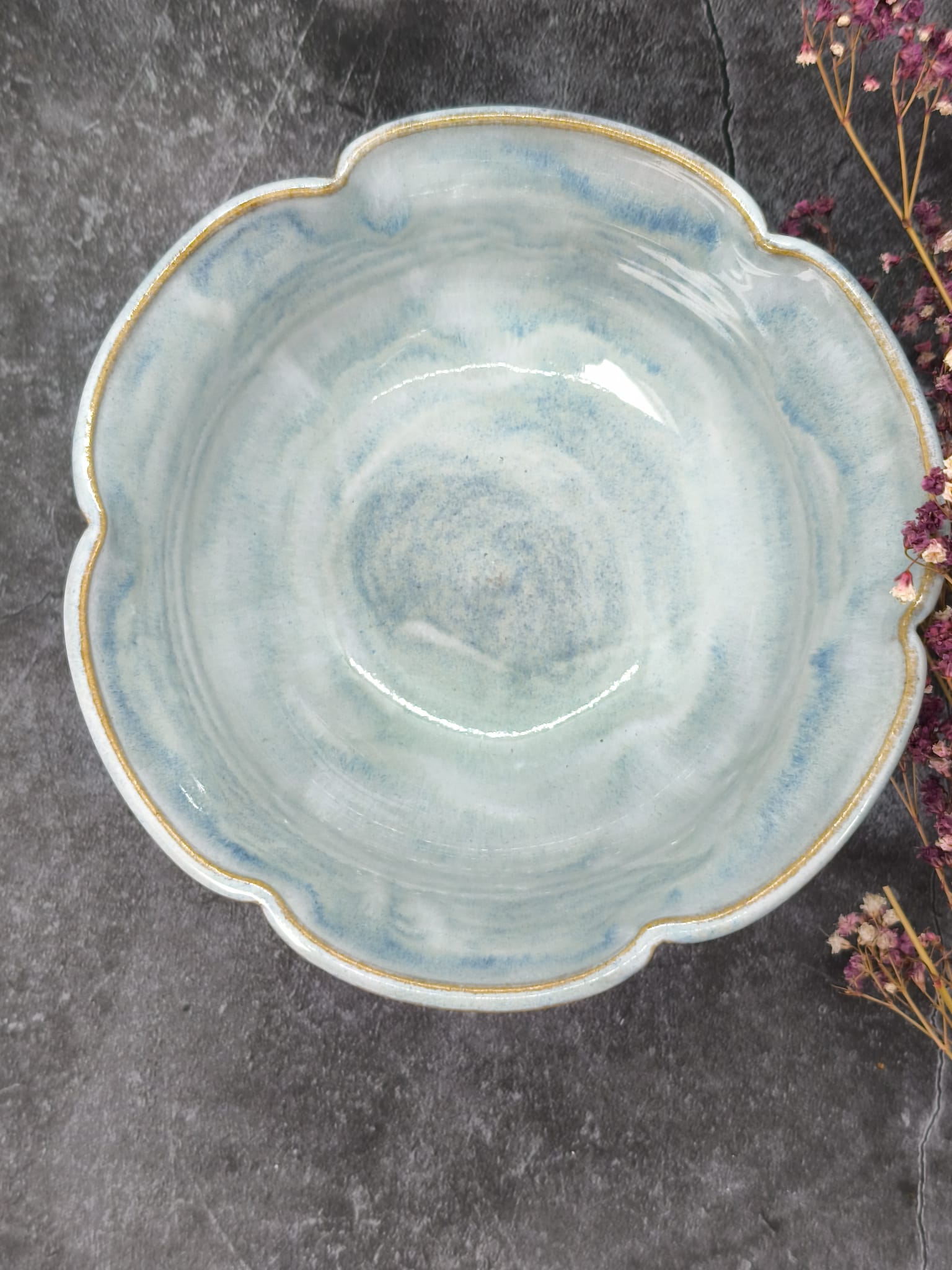 Misty Blue Flower Bowls — Set of 2 - Image 4