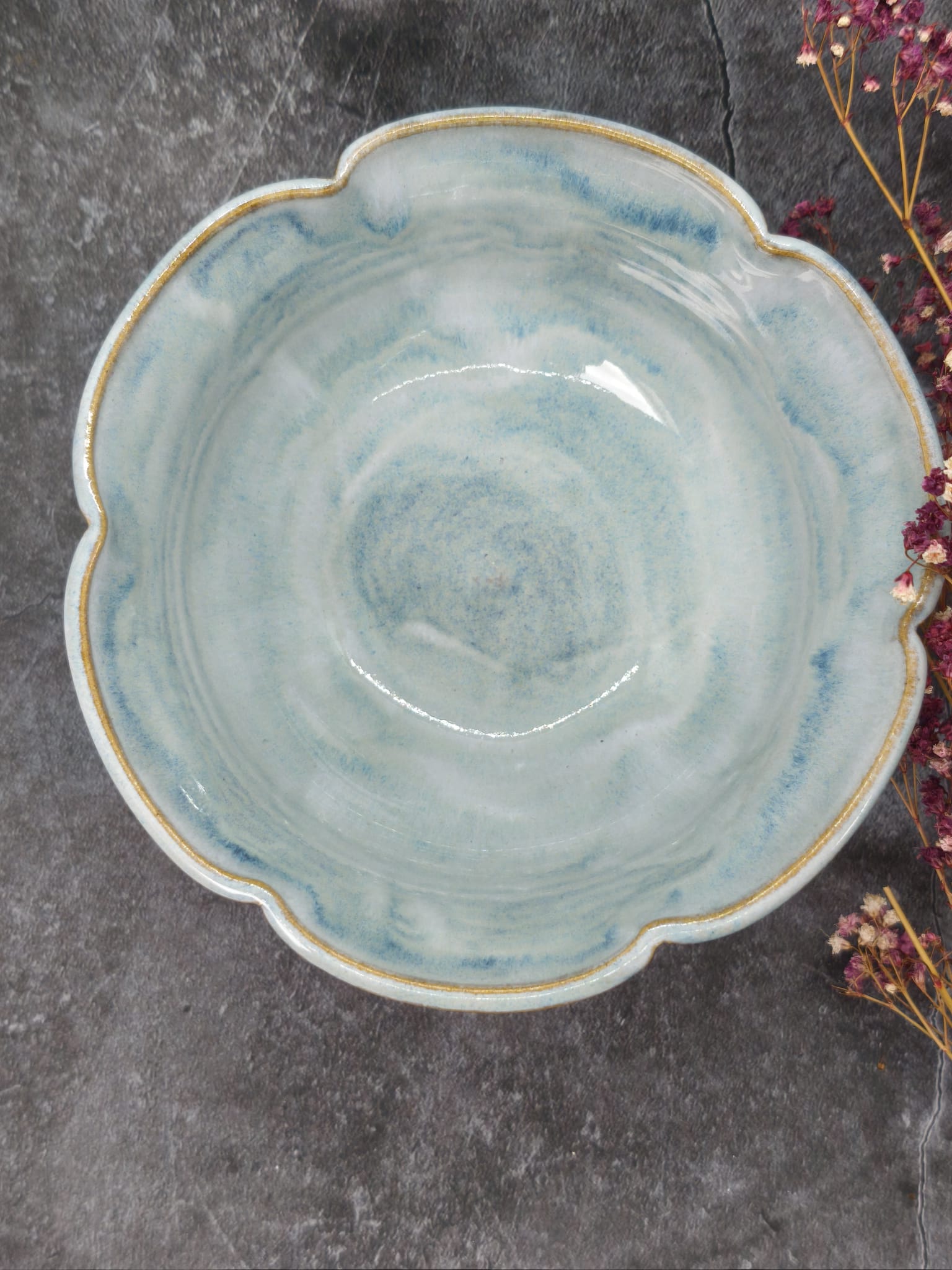 Misty Blue Flower Bowls — Set of 2 - Image 3