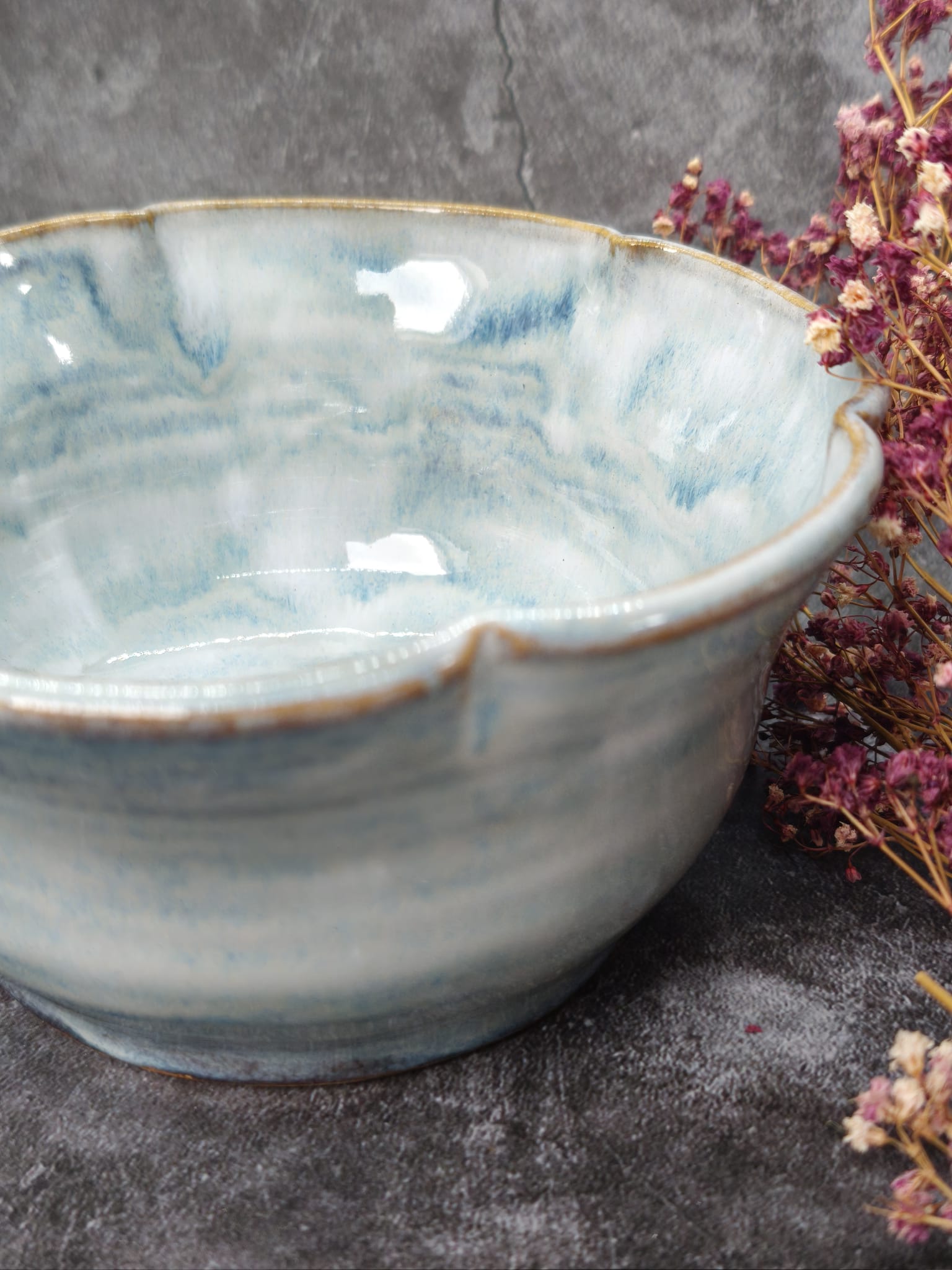 Misty Blue Flower Bowls — Set of 2 - Image 2