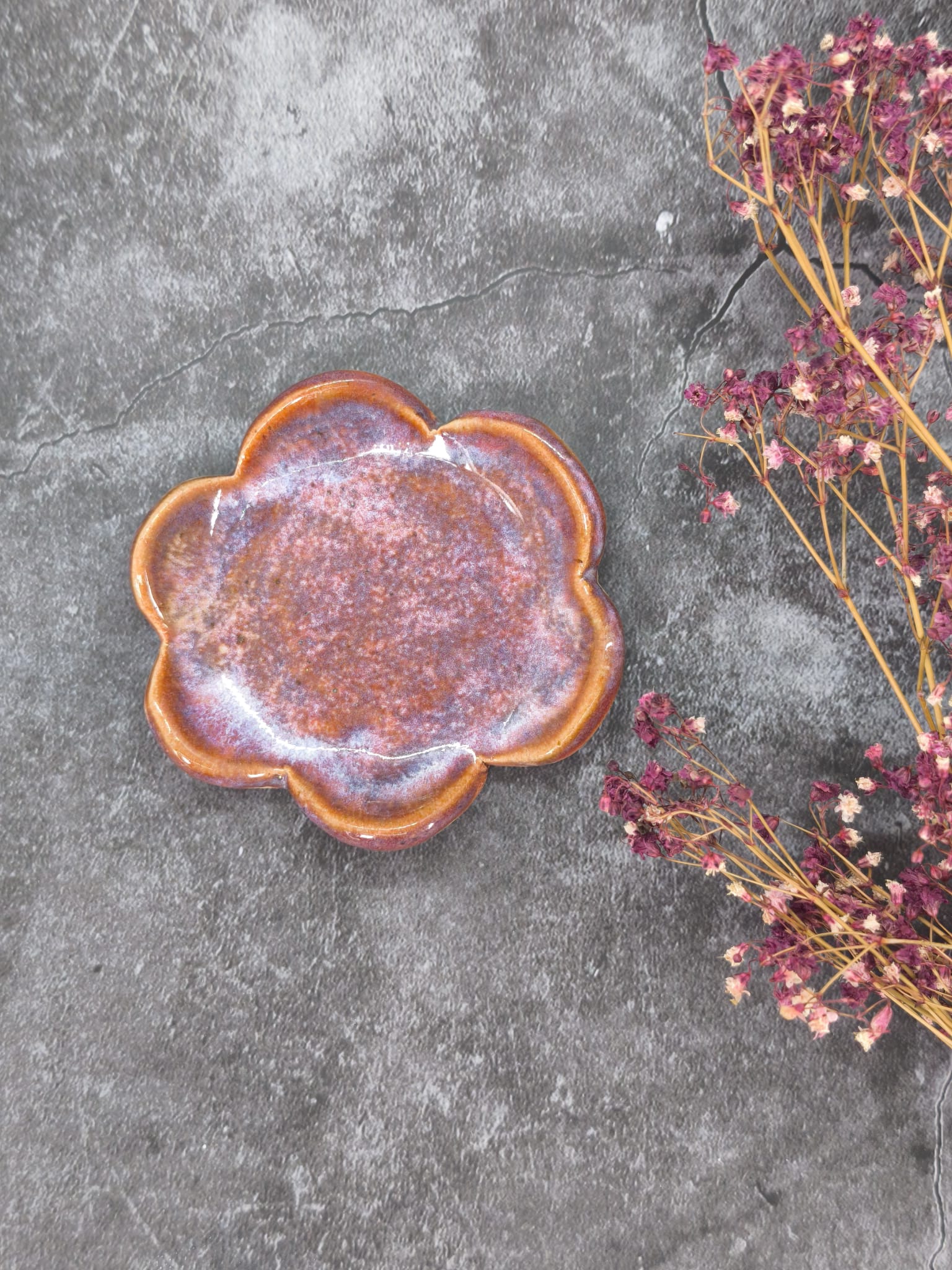Blush Flower Ring Plate – Handmade Ceramic Trinket Dish - Image 2
