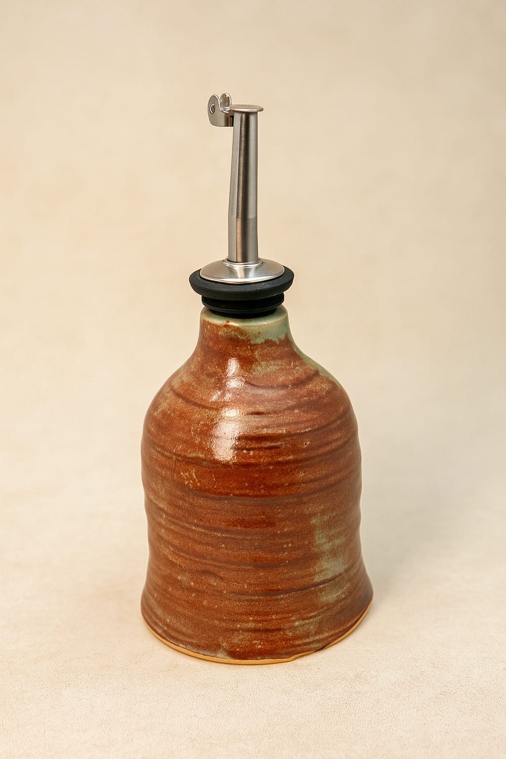 Handmade Ceramic Olive Oil Bottle – Iron Luster Glaze | Artisan Stoneware Dispenser - Image 2
